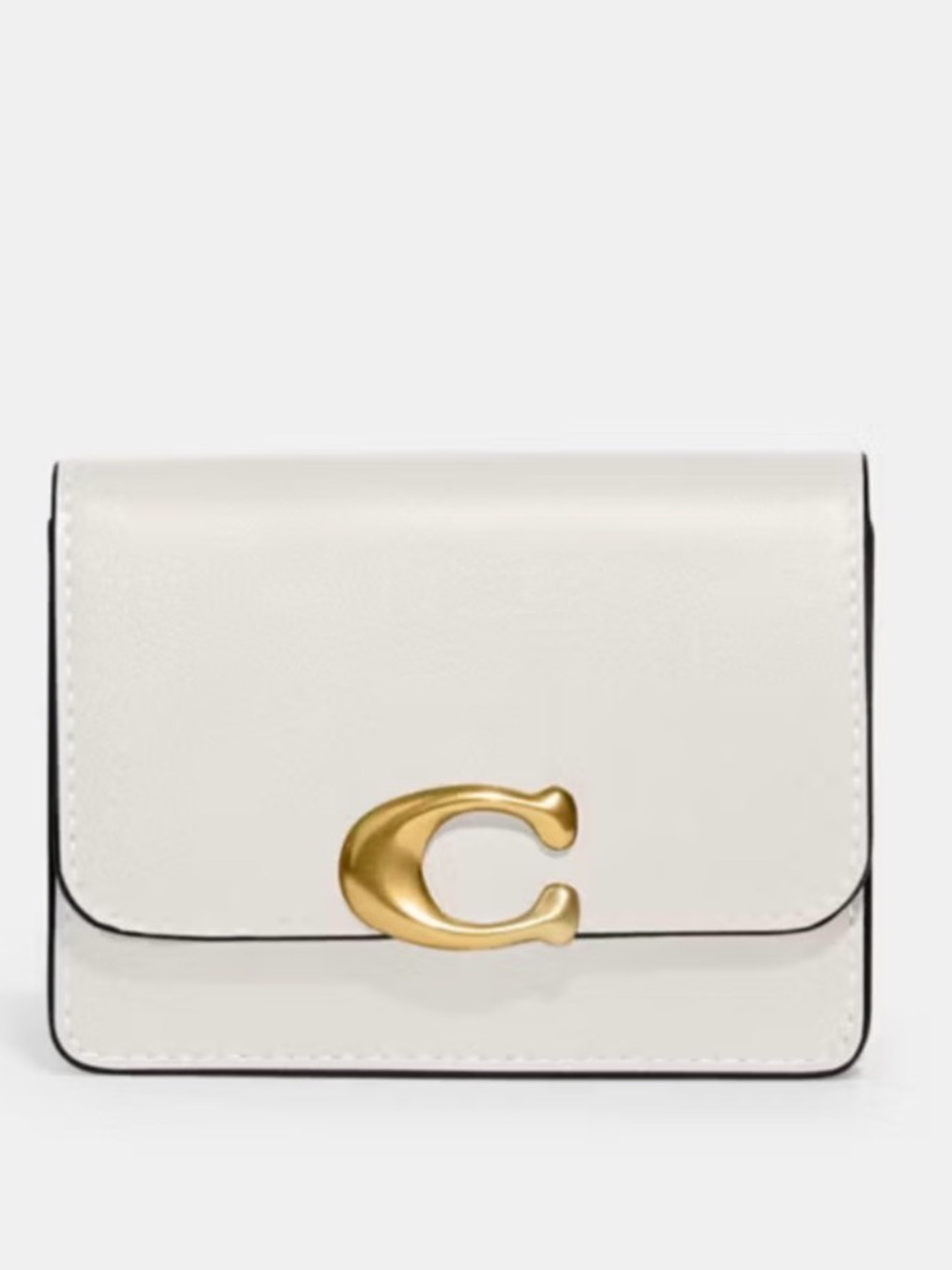 💛Coach NWT Chalk Leather Bandit Card Case with Gold Hardware